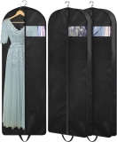 KIMBORA 60" Gusseted Hanging Garment Bags Black（3 Packs）